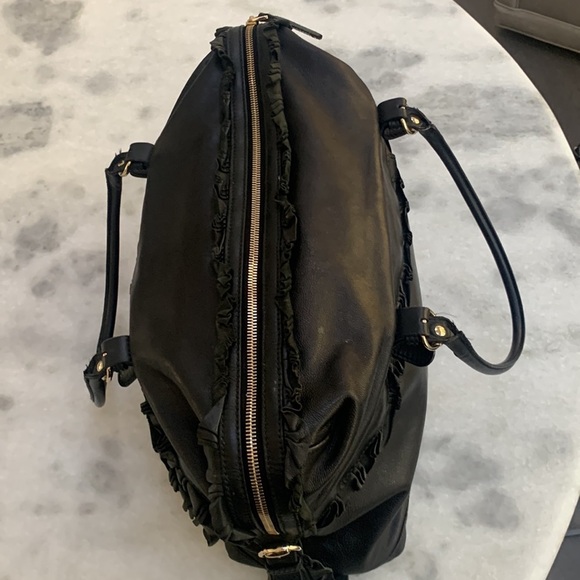 Authentic GUCCI Handbag Black Calfskin Leather Ruffles Sabrina Boston EUC - Picture 8 of 15